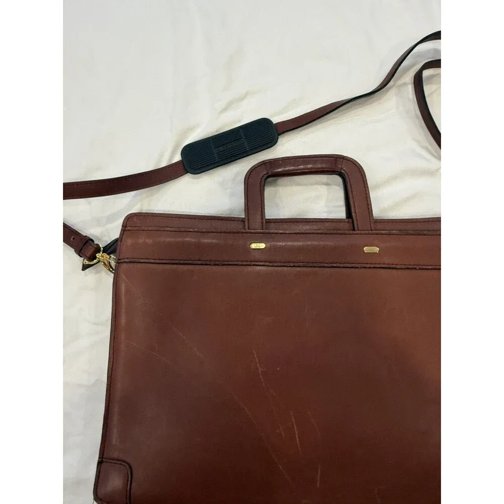 Samsonite Brown Leather Messenger Bag Laptop w/ Shoulder Strap 19” X 13”